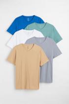 H & M - 5-pack Slim Fit T-shirts - Turquoise
