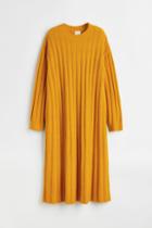 H & M - Rib-knit Dress - Yellow