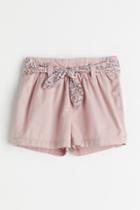 H & M - Tie-belt Shorts - Pink