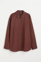 H & M - Oversized Poplin Shirt - Brown