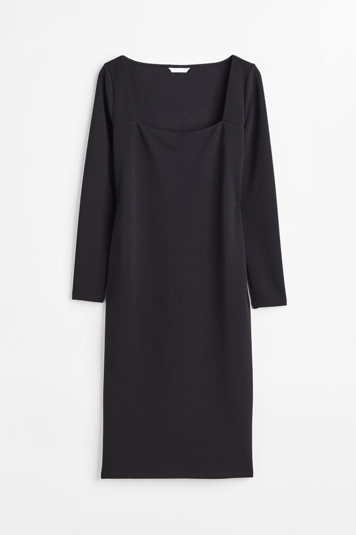 H & M - H & M+ Square-neck Dress - Black