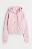 H & M - Short Hooded Sweatshirt Jacket - Pink