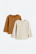 H & M - 2-pack Henley Shirts - Yellow