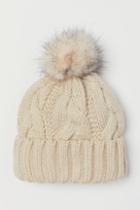 H & M - Cable-knit Hat - Beige