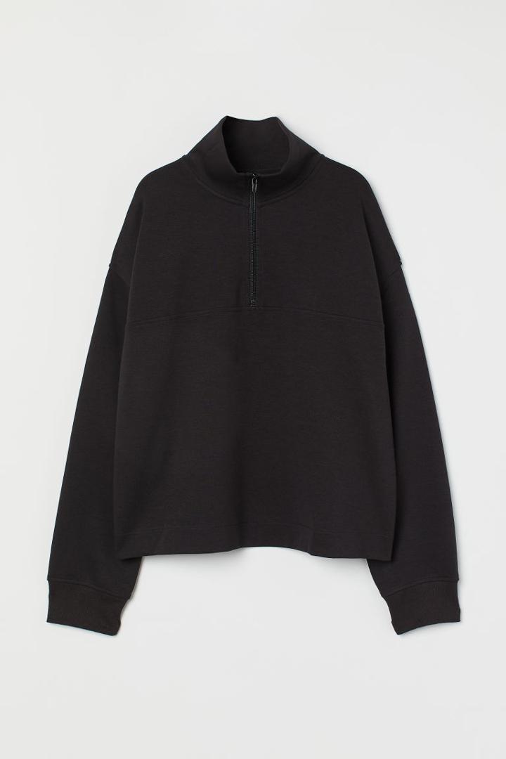 H & M - Half-zip Sweatshirt - Black