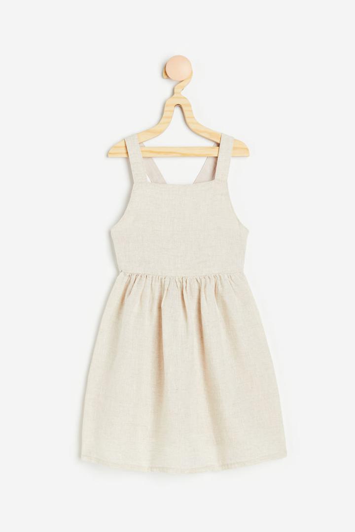 H & M - Linen Dungaree Dress - Beige