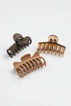 H & M - 3-pack Hair Claws - Brown