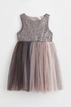 H & M - Sequined Tulle Dress - Gray