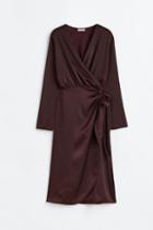 H & M - Satin Wrap-front Dress - Red