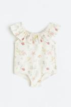 H & M - Flounce-trimmed Swimsuit - Beige