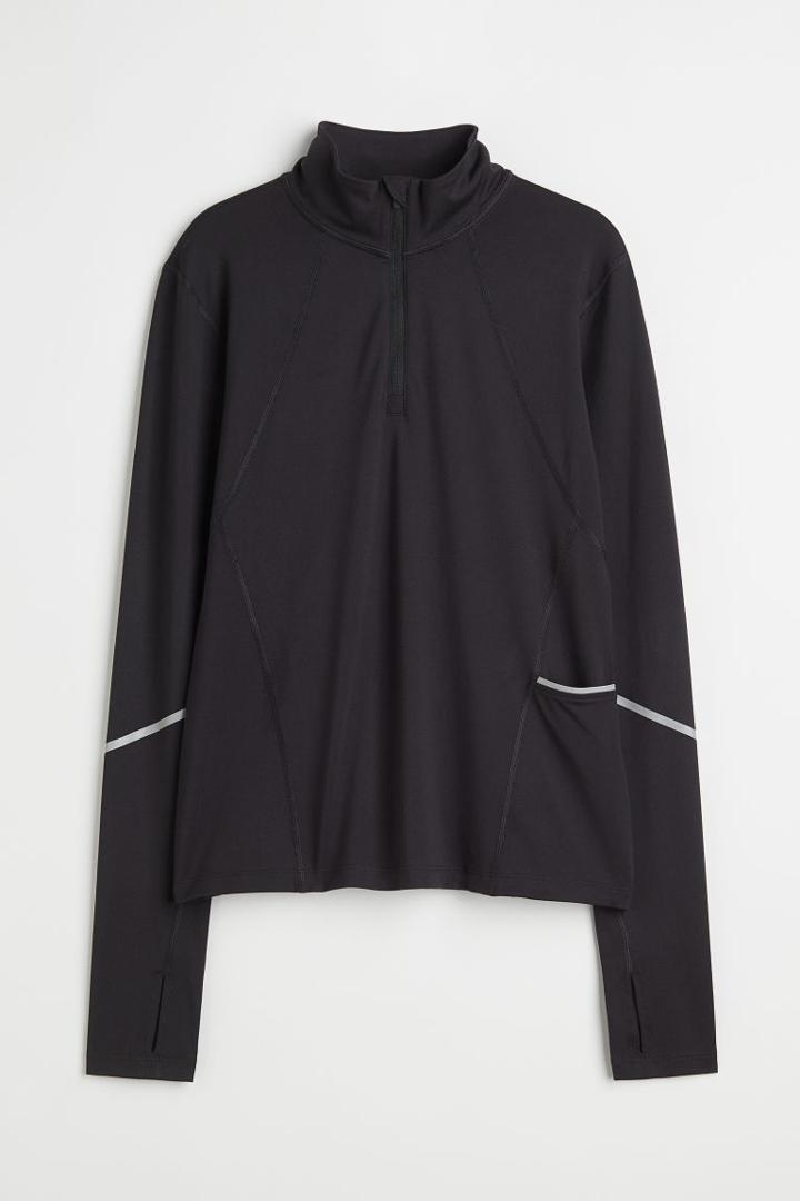 H & M - Drymove™ Half-zip Sports Top - Black