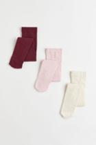 H & M - 3-pack Fine-knit Tights - Red