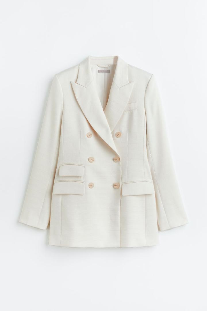 H & M - Double-breasted Blazer - White