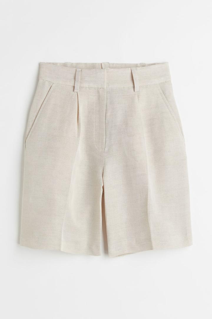 H & M - Linen-blend Bermuda Shorts - Beige