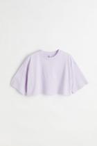H & M - Cotton Crop T-shirt - Purple