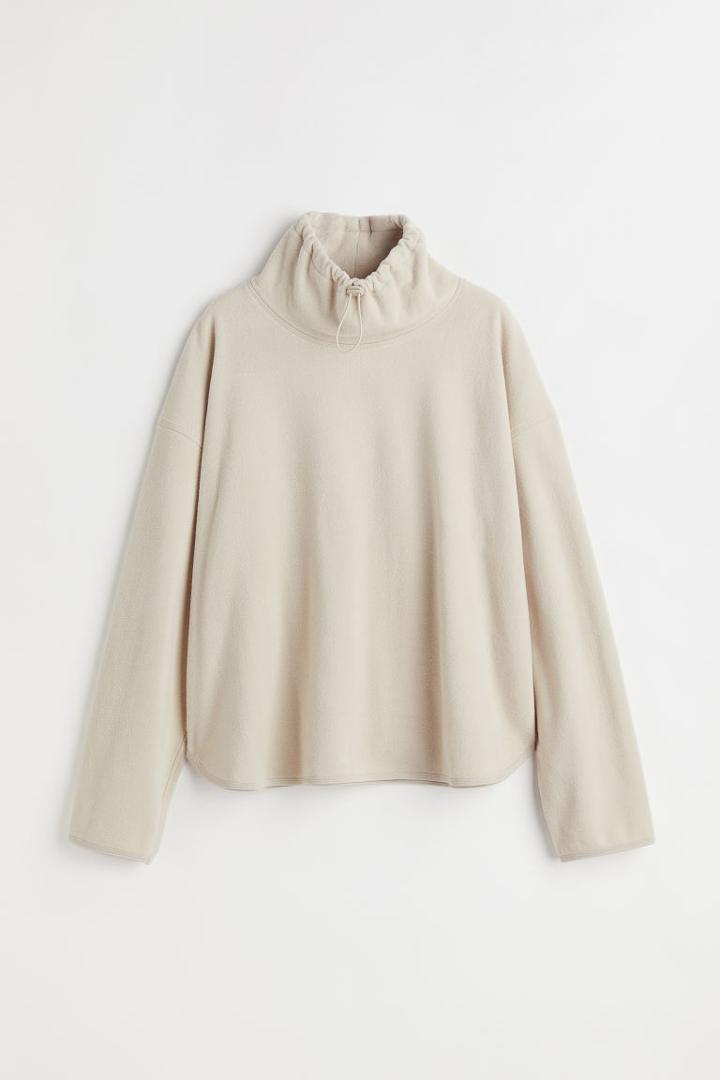 H & M - Fleece Turtleneck Sweater - Beige