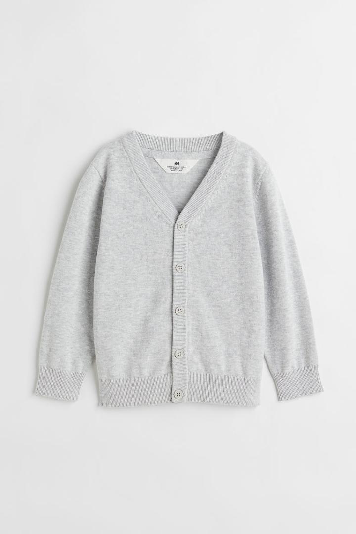 H & M - Fine-knit Cotton Cardigan - Gray