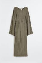 H & M - Silk-blend Rib-knit Dress - Green