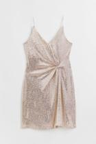 H & M - Knot-detail Sequined Dress - White