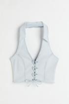 H & M - Laced Denim Top - Blue