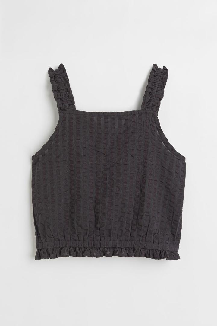 H & M - Sleeveless Crop Top - Gray