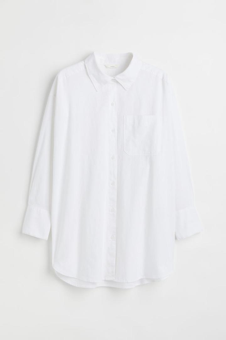 H & M - H & M+ Linen-blend Shirt - White