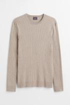 H & M - Muscle Fit Fine-knit Sweater - Beige