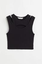 H & M - Double-layered Crop Top - Black