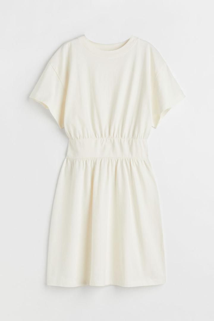 H & M - Short Jersey Dress - White