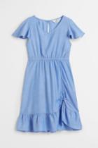 H & M - Flounce-hem Dress - Blue