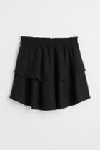 H & M - Linen-blend Tiered Skirt - Black
