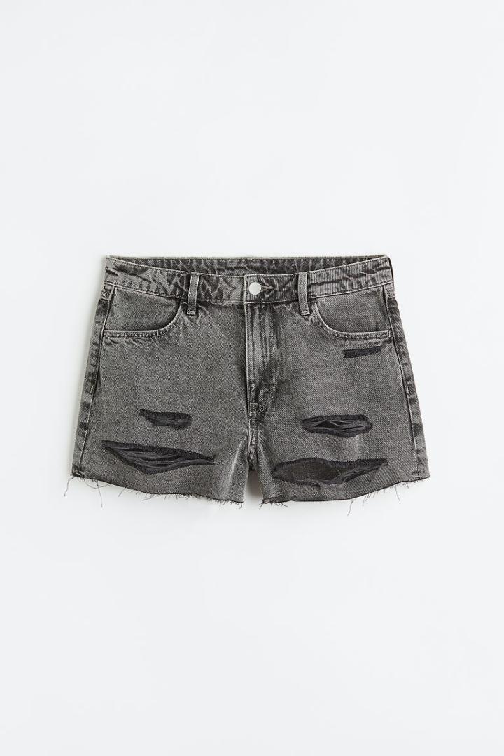 H & M - Cotton Denim Shorts - Black
