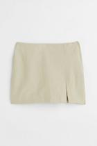 H & M - Short Linen-blend Skirt - Green