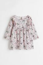H & M - Patterned Dress With Ruffles - Pink