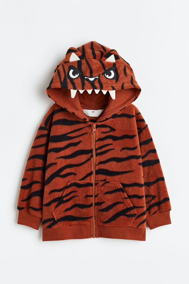 H & M - Appliqud Hooded Jacket - Orange