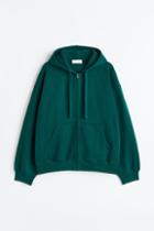 H & M - Oversized Fit Hooded Cotton Jacket - Green