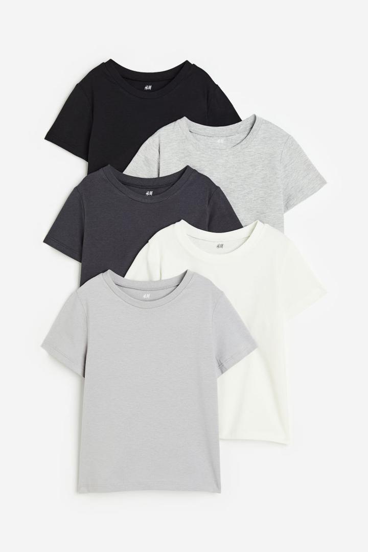 H & M - 5-pack Cotton T-shirts - Gray