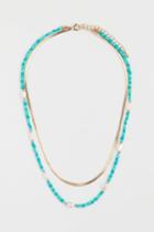 H & M - Double-strand Necklace - Turquoise