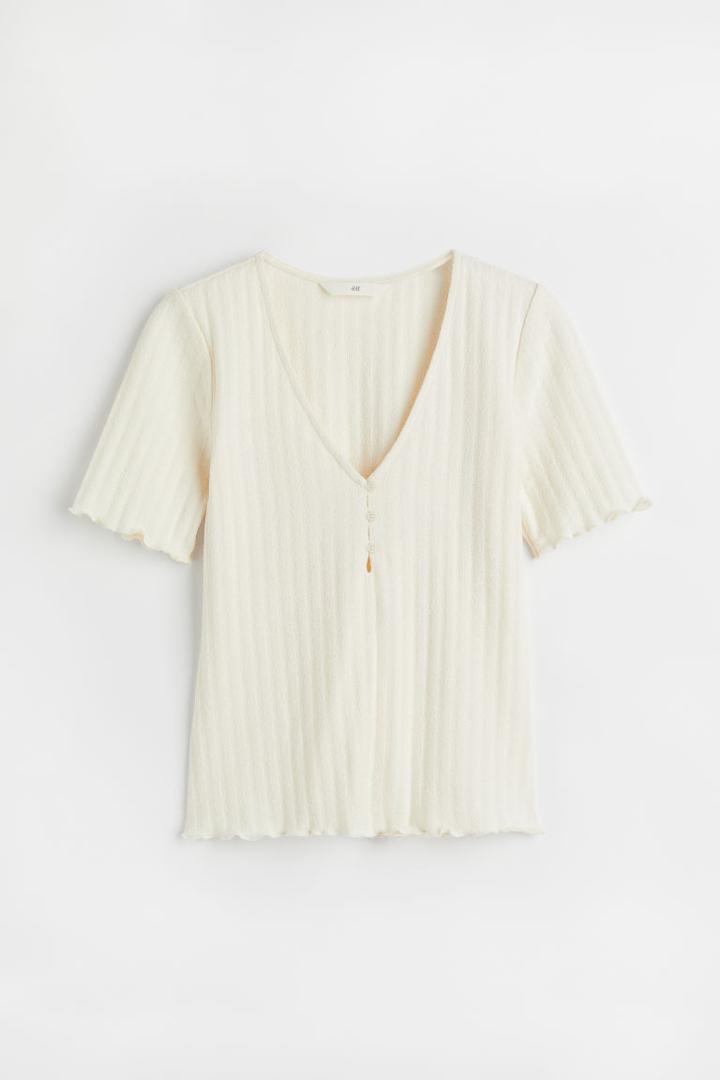 H & M - Ribbed Top - White
