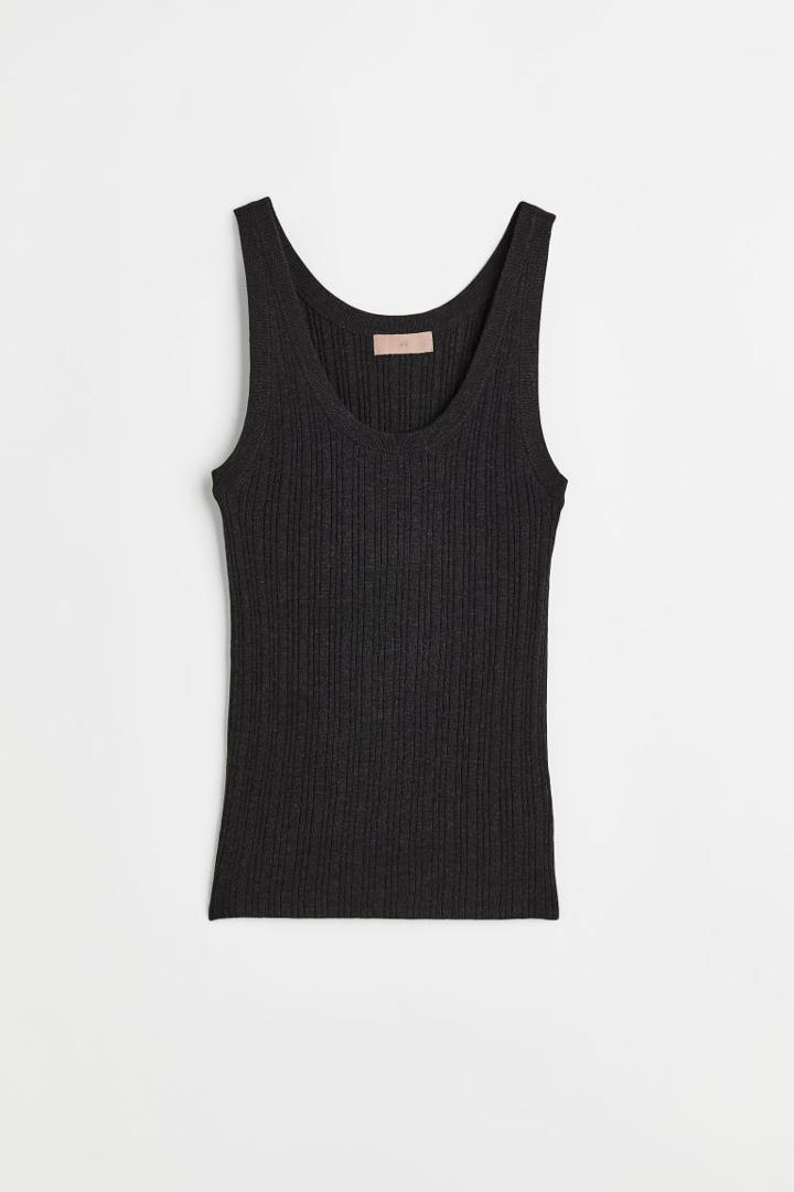 H & M - Rib-knit Tank Top - Black