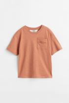 H & M - Oversized Chest-pocket T-shirt - Orange