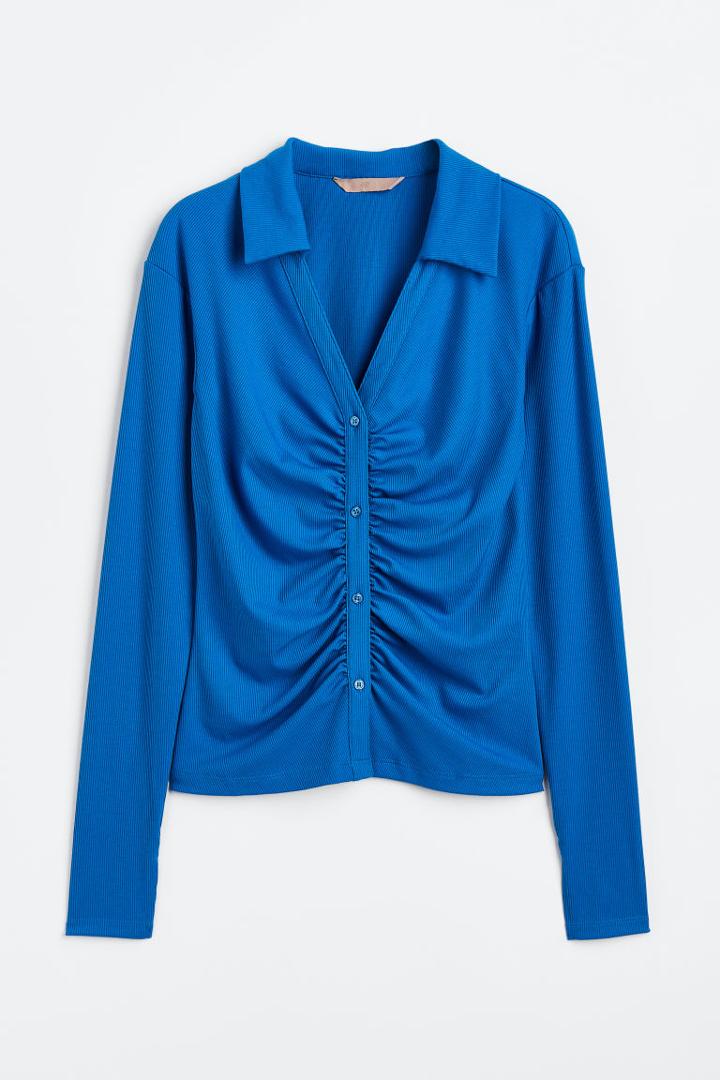 H & M - Ribbed Jersey Top - Blue