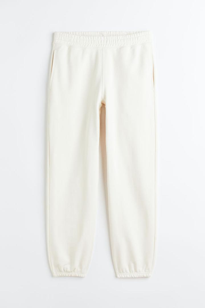 H & M - Relaxed Fit Cotton Joggers - White