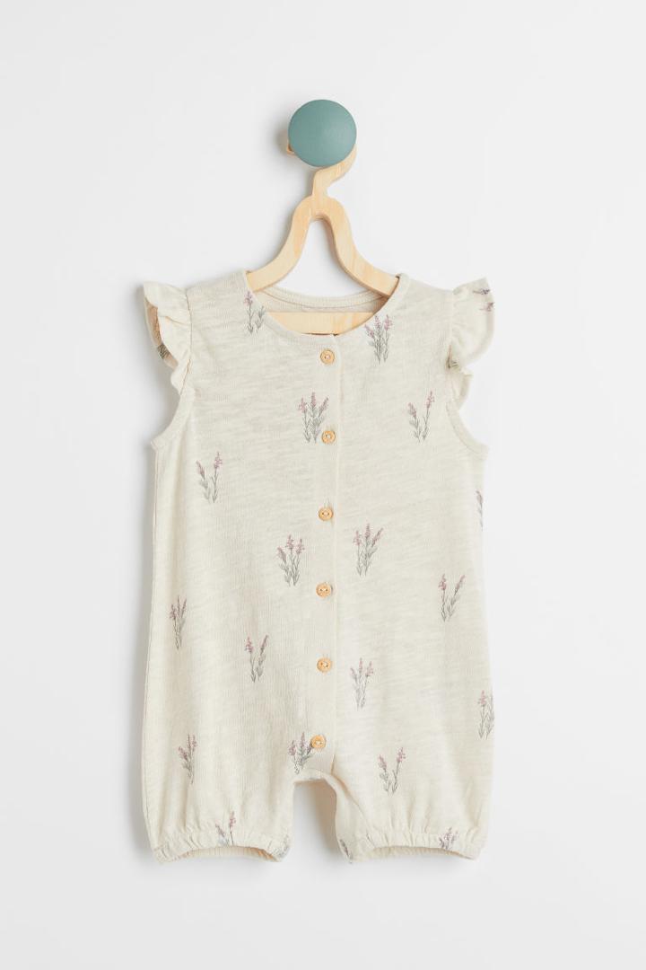 H & M - Patterned Romper Suit - Beige