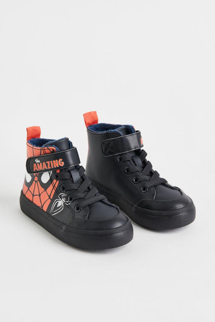 H & M - Warm-lined Printed High Tops - Gray