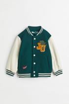 H & M - Appliqud Baseball Jacket - Green