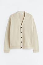 H & M - Relaxed Fit Fine-knit Cardigan - Beige