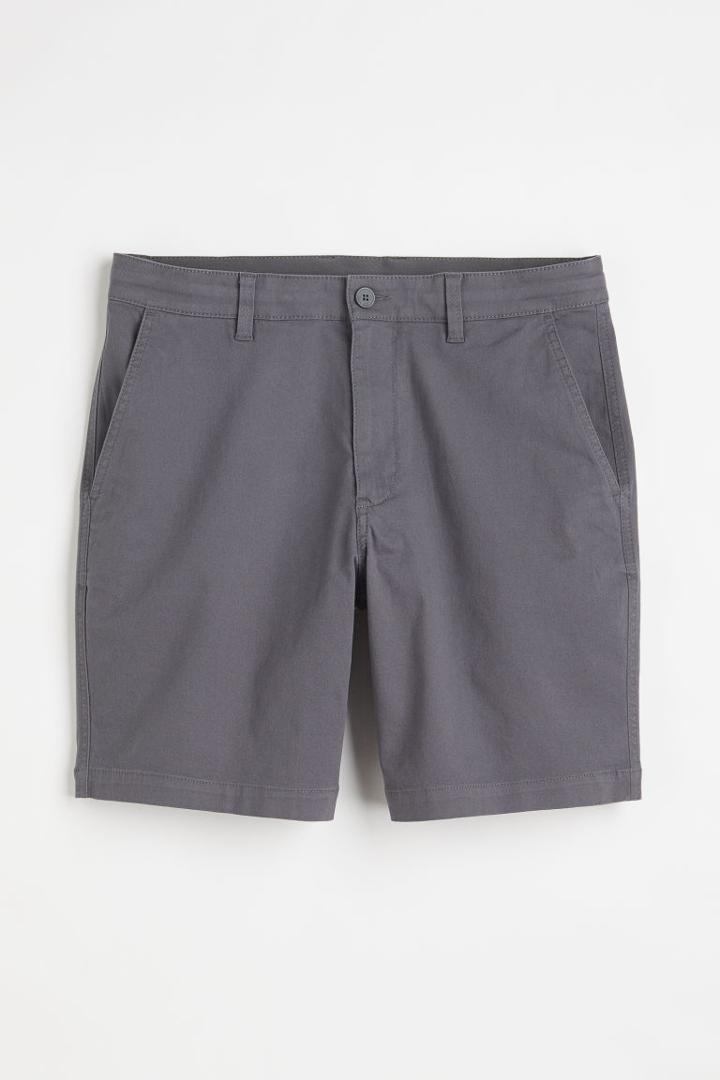 H & M - Regular Fit Cotton Chino Shorts - Gray