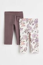 H & M - 2-pack Cotton Leggings - Purple
