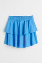 H & M - Linen-blend Tiered Skirt - Blue